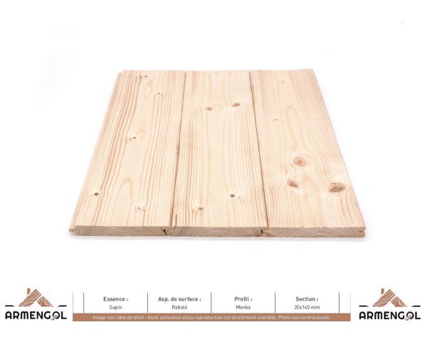 PARQUET MENKA SAPIN RABOTÉ - 20 mm x 140 mm