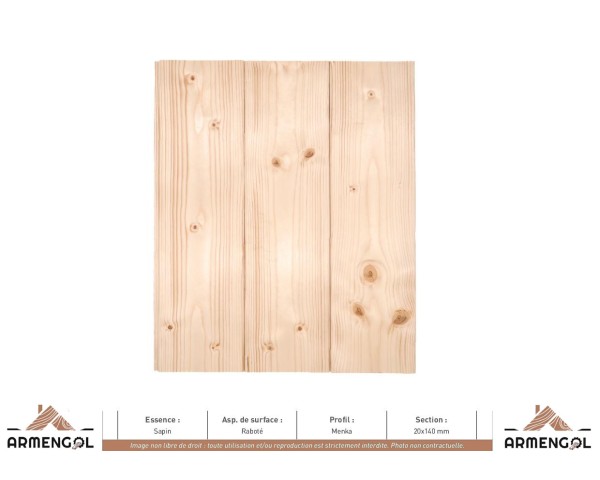 PARQUET MENKA SAPIN RABOTÉ - 20 mm x 140 mm