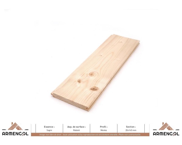 PARQUET MENKA SAPIN RABOTÉ - 20 mm x 140 mm