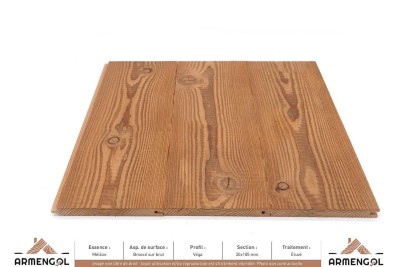 LAMBRIS VÉGA MÉLÈZE BROSSÉ SUR BRUT ÉTUVÉ SATURATEUR BADIANE - 20 mm x 185 mm