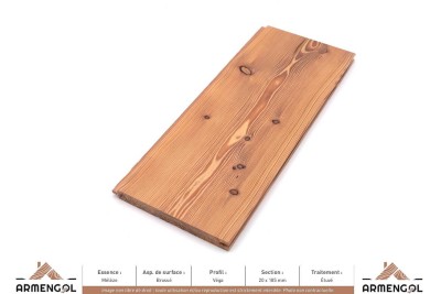 LAMBRIS VÉGA MÉLÈZE BROSSÉ ÉTUVÉ - 20 mm x 185 mm