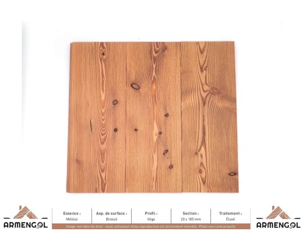 LAMBRIS VÉGA MÉLÈZE BROSSÉ ÉTUVÉ - 20 mm x 185 mm