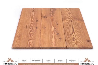 LAMBRIS VÉGA MÉLÈZE BROSSÉ ÉTUVÉ - 20 mm x 185 mm