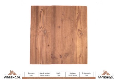 LAMBRIS VÉGA SAPIN BROSSÉ SUR BRUT ÉTUVÉ - 16 mm x 135/180 mm