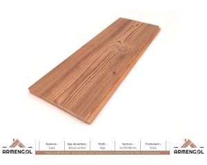LAMBRIS VÉGA SAPIN BROSSÉ SUR BRUT ÉTUVÉ - 16 mm x 135/180 mm