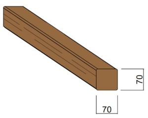 Bois d'Ossature Pin du Nord Rouge Autoclave 70 x 70 mm