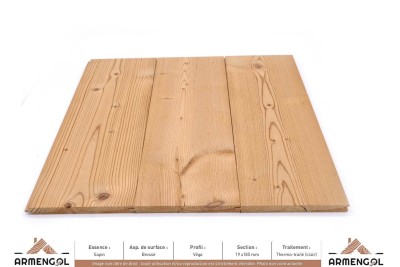 LAMBRIS VÉGA SAPIN BROSSÉ THERMO-TRAITÉ CLAIR - 19 mm x 185 mm