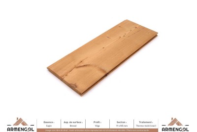 LAMBRIS VÉGA SAPIN BROSSÉ THERMO-TRAITÉ CLAIR - 19 mm x 185 mm