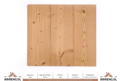 LAMBRIS VÉGA SAPIN BROSSÉ THERMO-TRAITÉ CLAIR - 19 mm x 185 mm