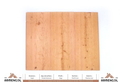 LAMBRIS VÉGA SAPIN ÉCLATÉ & BROSSÉ THERMO CLAIR - 19 mm x 210 mm