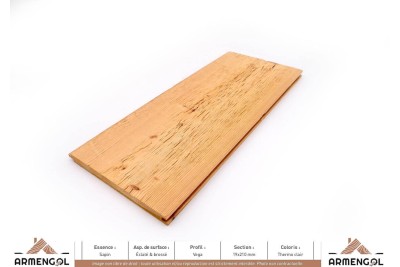 LAMBRIS VÉGA SAPIN ÉCLATÉ & BROSSÉ THERMO CLAIR - 19 mm x 210 mm