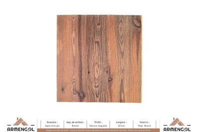 LAMBRIS SAPIN ET/OU PIN BROSSÉ RAINURE LANGUETTE PÉPÉ MARCEL - 20 mm