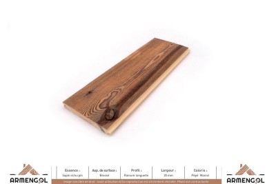 LAMBRIS SAPIN ET/OU PIN BROSSÉ RAINURE LANGUETTE PÉPÉ MARCEL - 20 mm