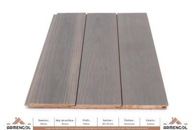 BARDAGE MÉLÈZE BROSSÉ PHÉNIX SATURATEUR ARDOISE - 20 mm x 135 mm