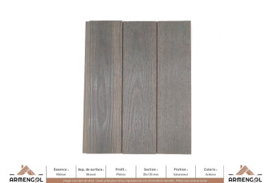 BARDAGE MÉLÈZE BROSSÉ PHÉNIX SATURATEUR ARDOISE - 20 mm x 135 mm