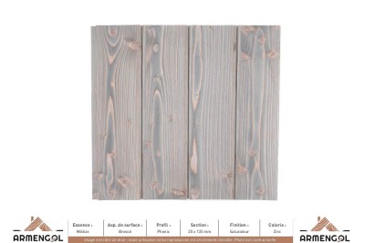 BARDAGE MÉLÈZE BROSSÉ PHENIX SATURATEUR ZINC - 20 mm x 135 mm BARDAGE MÉLÈZE BROSSÉ PHENIX SATURATEUR ZINC - 20 mm x 135 mm