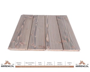 BARDAGE MÉLÈZE BROSSÉ PHENIX SATURATEUR ZINC - 20 mm x 135 mm 2