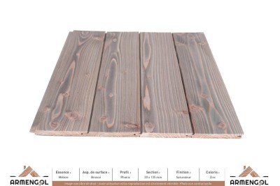 BARDAGE MÉLÈZE BROSSÉ PHENIX SATURATEUR ZINC - 20 mm x 135 mm BARDAGE MÉLÈZE BROSSÉ PHENIX SATURATEUR ZINC - 20 mm x 135 mm