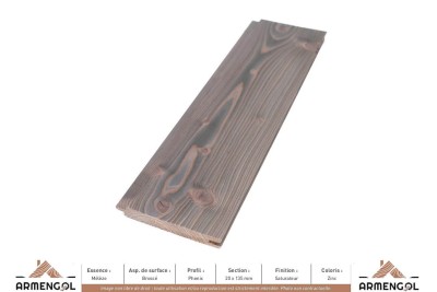 BARDAGE MÉLÈZE BROSSÉ PHENIX SATURATEUR ZINC - 20 mm x 135 mm BARDAGE MÉLÈZE BROSSÉ PHENIX SATURATEUR ZINC - 20 mm x 135 mm