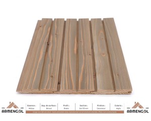 BARDAGE MÉLÈZE BROSSÉ DIABLO SATURATEUR ARGILE - 26 mm x 135 mm 2