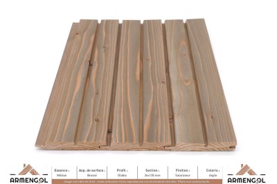 BARDAGE MÉLÈZE BROSSÉ DIABLO SATURATEUR ARGILE - 26 mm x 135 mm BARDAGE MÉLÈZE BROSSÉ DIABLO SATURATEUR ARGILE - 26 mm x 135 mm