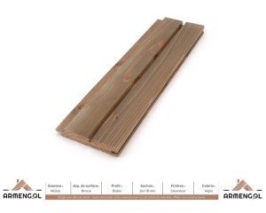 BARDAGE MÉLÈZE BROSSÉ DIABLO SATURATEUR ARGILE - 26 mm x 135 mm