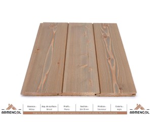 BARDAGE MÉLÈZE BROSSÉ PHENIX SATURATEUR ARGILE - 20 mm x 135 mm 2