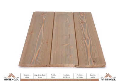 BARDAGE MÉLÈZE BROSSÉ PHENIX SATURATEUR ARGILE - 20 mm x 135 mm