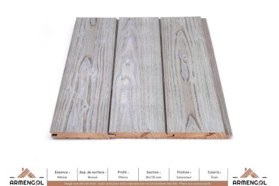 BARDAGE MÉLÈZE BROSSÉ PHENIX SATURATEUR ÉTAIN - 20 mm x 135 mm BARDAGE MÉLÈZE BROSSÉ PHENIX SATURATEUR ÉTAIN - 20 mm x 135 mm