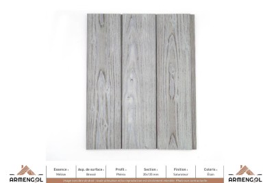 BARDAGE MÉLÈZE BROSSÉ PHENIX SATURATEUR ÉTAIN - 20 mm x 135 mm BARDAGE MÉLÈZE BROSSÉ PHENIX SATURATEUR ÉTAIN - 20 mm x 135 mm