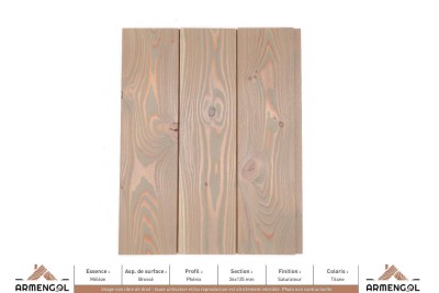 BARDAGE MÉLÈZE BROSSÉ PHENIX SATURATEUR TITANE - 20 mm x 135 mm