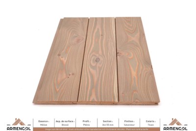 BARDAGE MÉLÈZE BROSSÉ PHENIX SATURATEUR TITANE - 20 mm x 135 mm