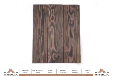 BARDAGE MÉLÈZE BROSSÉ PHENIX SATURATEUR ZINC - 20 mm x 135 mm BARDAGE MÉLÈZE BROSSÉ PHENIX SATURATEUR ZINC - 20 mm x 135 mm