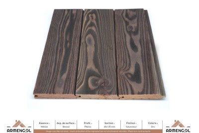 BARDAGE MÉLÈZE BROSSÉ PHENIX SATURATEUR ZINC - 20 mm x 135 mm BARDAGE MÉLÈZE BROSSÉ PHENIX SATURATEUR ZINC - 20 mm x 135 mm