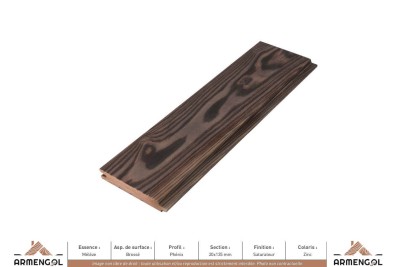 BARDAGE MÉLÈZE BROSSÉ PHENIX SATURATEUR ZINC - 20 mm x 135 mm BARDAGE MÉLÈZE BROSSÉ PHENIX SATURATEUR ZINC - 20 mm x 135 mm