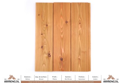 BARDAGE MÉLÈZE BROSSÉ PHENIX SATURATEUR AMBRE - 20 mm x 135 mm