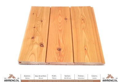 BARDAGE MÉLÈZE BROSSÉ PHENIX SATURATEUR AMBRE - 20 mm x 135 mm