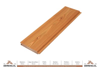 BARDAGE MÉLÈZE BROSSÉ PHENIX SATURATEUR AMBRE - 20 mm x 135 mm