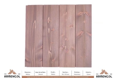 BARDAGE MÉLÈZE BROSSÉ PHENIX SATURATEUR CUIVRE - 20 mm x 135 mm BARDAGE MÉLÈZE BROSSÉ PHENIX SATURATEUR CUIVRE - 20 mm x 135 mm