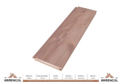 BARDAGE MÉLÈZE BROSSÉ PHENIX SATURATEUR CUIVRE - 20 mm x 135 mm BARDAGE MÉLÈZE BROSSÉ PHENIX SATURATEUR CUIVRE - 20 mm x 135 mm