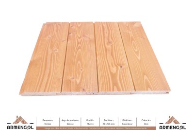 BARDAGE MÉLÈZE BROSSÉ PHENIX SATURATEUR OCRE- 20 mm x 135 mm