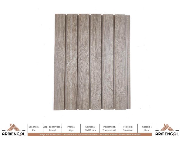 BARDAGE PIN BROSSÉ ALGA THERMO-TRAITÉ SATURATEUR BERYL - 26 mm x 125 mm