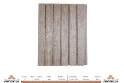 BARDAGE PIN BROSSÉ ALGA THERMO-TRAITÉ SATURATEUR BERYL - 26 mm x 125 mm BARDAGE PIN BROSSÉ ALGA THERMO-TRAITÉ SATURATEUR BERYL - 26 mm x 125 mm