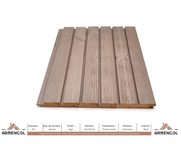 BARDAGE PIN BROSSÉ ALGA THERMO-TRAITÉ SATURATEUR BERYL - 26 mm x 125 mm