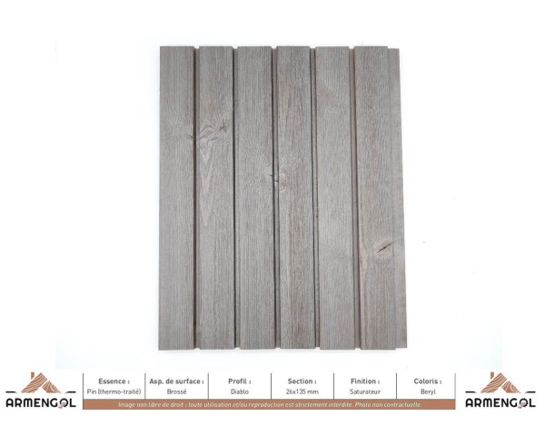 BARDAGE PIN (THERMO-TRAITÉ) BROSSÉ DIABLO SATURATEUR BERYL - 26 mm x 135 mm