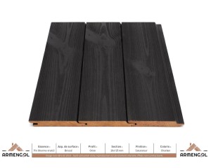 BARDAGE PIN (THERMO-TRAITÉ) BROSSÉ ORION SATURATEUR CHARBON - 20 mm x 125 mm 2