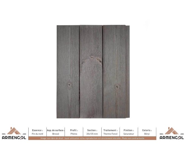 BARDAGE PIN DU NORD BROSSÉ PHÉNIX THERMO FONCÉ SATURATEUR BÉRYL - 20 mm x 135 mm
