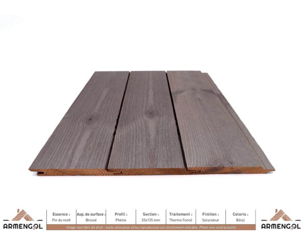 BARDAGE PIN DU NORD BROSSÉ PHÉNIX THERMO FONCÉ SATURATEUR BÉRYL - 20 mm x 135 mm
