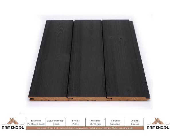 BARDAGE PIN (THERMO-TRAITÉ) BROSSÉ PHÉNIX SATURATEUR CHARBON - 20 mm x 135 mm