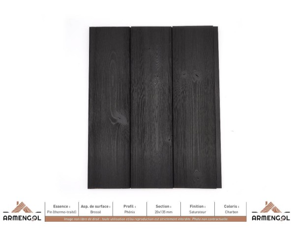 BARDAGE PIN (THERMO-TRAITÉ) BROSSÉ PHÉNIX SATURATEUR CHARBON - 20 mm x 135 mm
